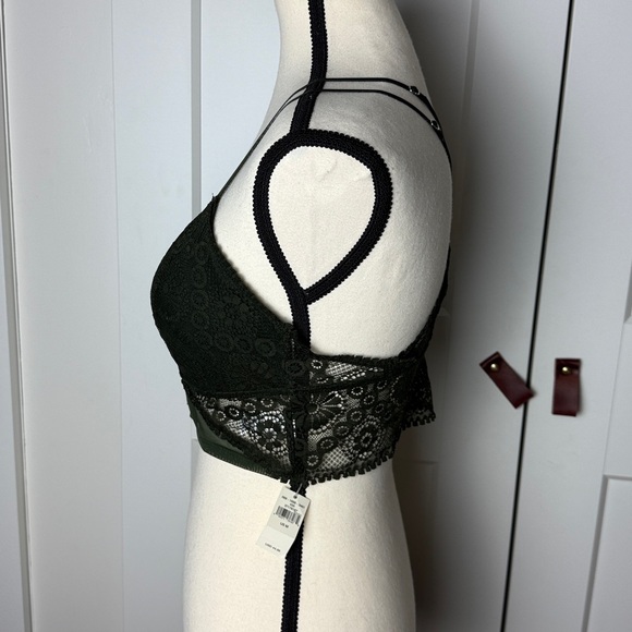 NWT aerie bohemian longline lace corset padded bralette medium olive green - Picture 2 of 9